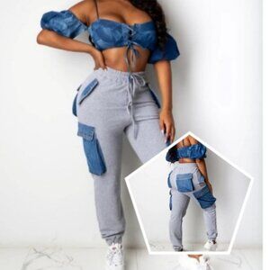 Unique Gray Cargo Sweatpants - M